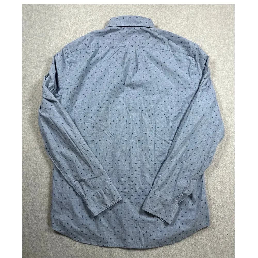 J.Crew Stretch Poplin Button-Down Shirt Men's Large Blue Micro Print